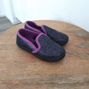 Toddler Girls Sneakers- Slip On- Black Sparkles- 7